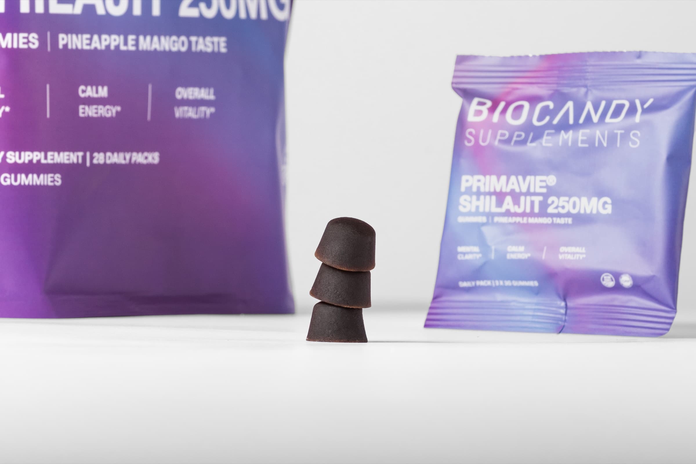 Close-up of BioCandy PrimaVie Shilajit gummies