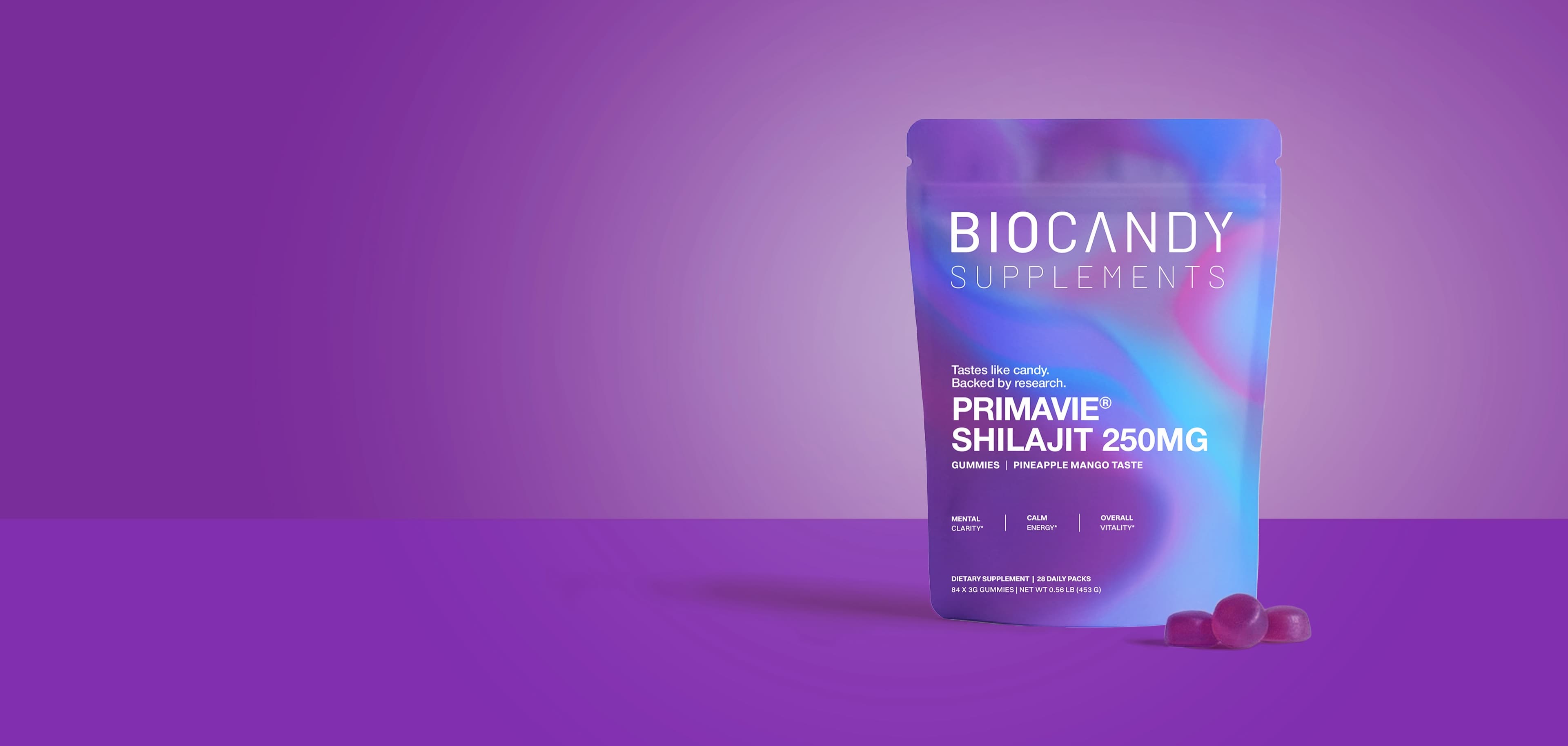 BioCandy Shilajit gummies pouch in a morning routine