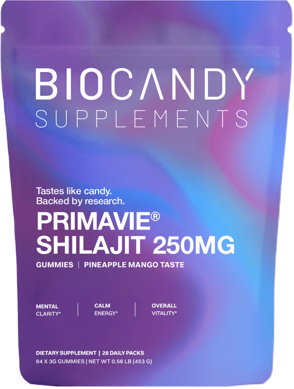BioCandy PrimaVie Shilajit gummies pouch, Pineapple Mango