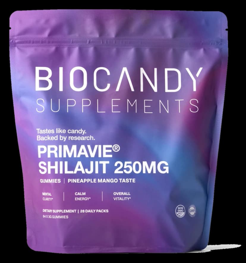 BioCandy PrimaVie Shilajit gummies pouch, Pineapple Mango